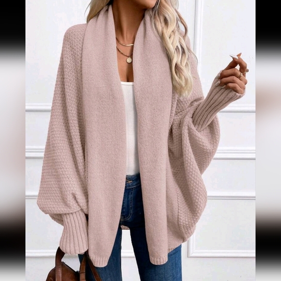 Women's Solid Color Batwing Sleeve Long Sleeve Cardigan